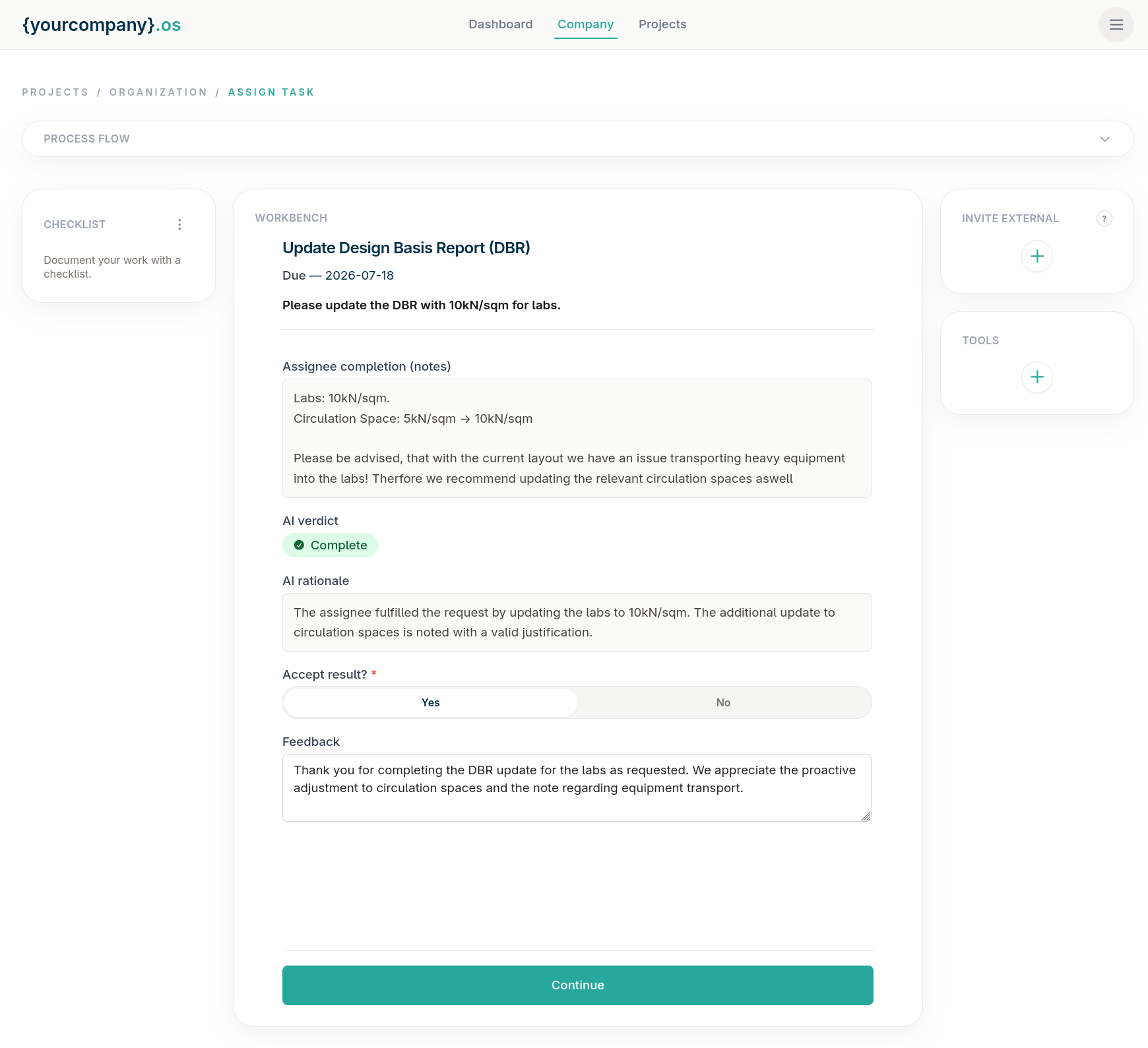 AI verdict Complete with human Accept result approval
