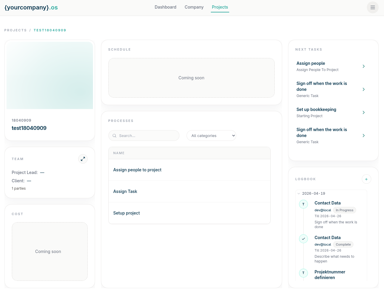 Enlarge image: project dashboard